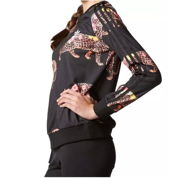 Adidas x Farm Oncada AY6888 Sweater Black Cheetah Leopard Sweatshirt Sz S - Picture 4 of 10